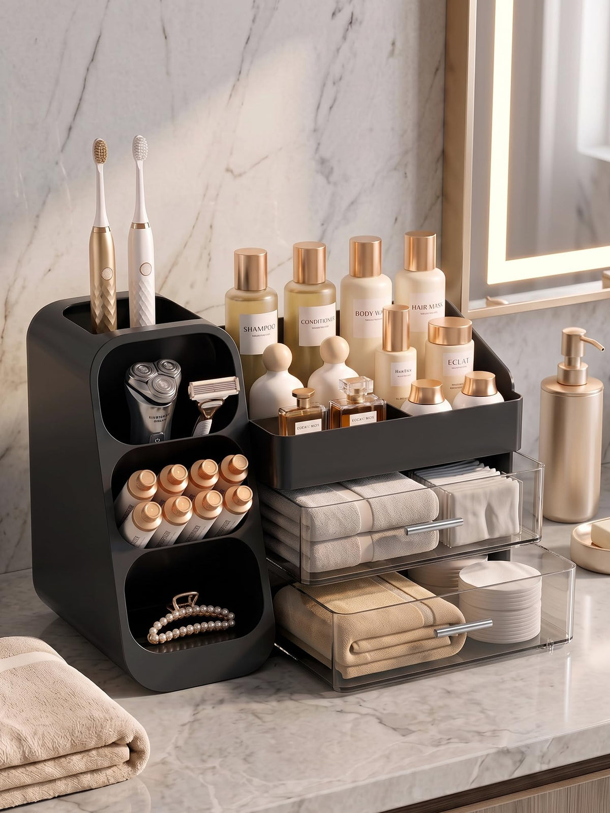 Booklov Large Makeup Organizer on a vanity countertop