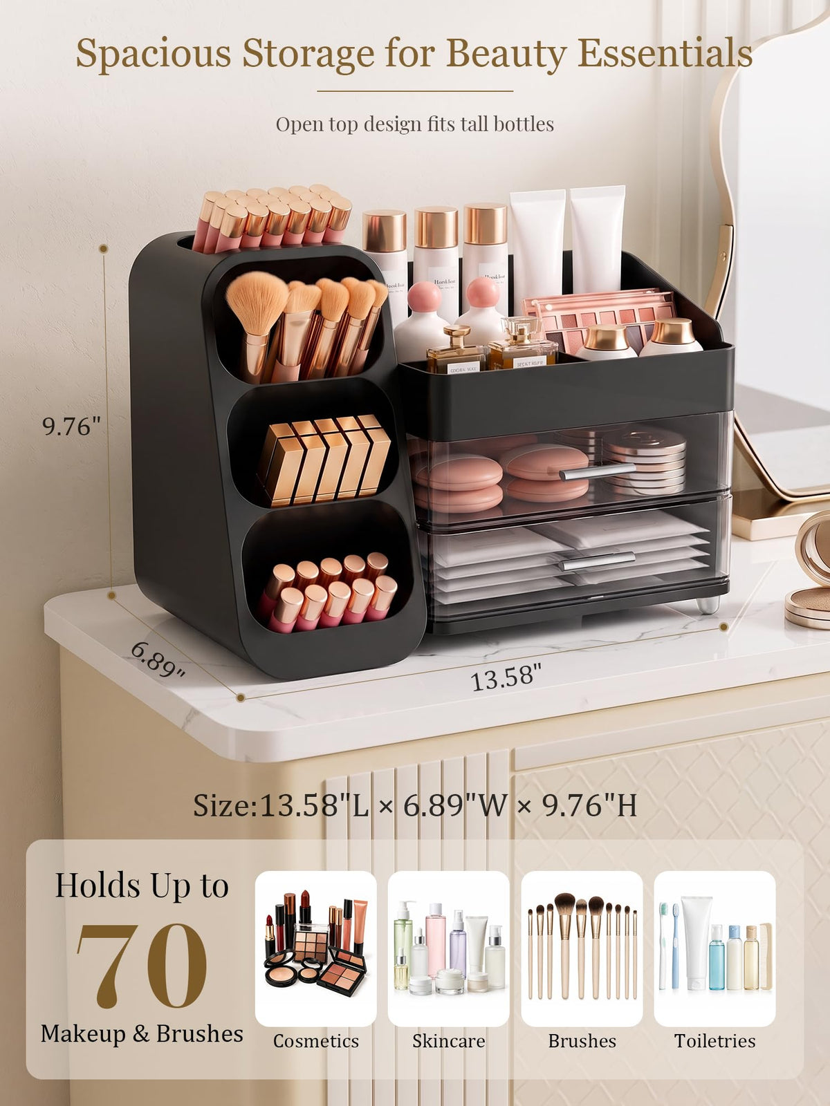 Booklov Large Makeup Organizer showing 2 drawers