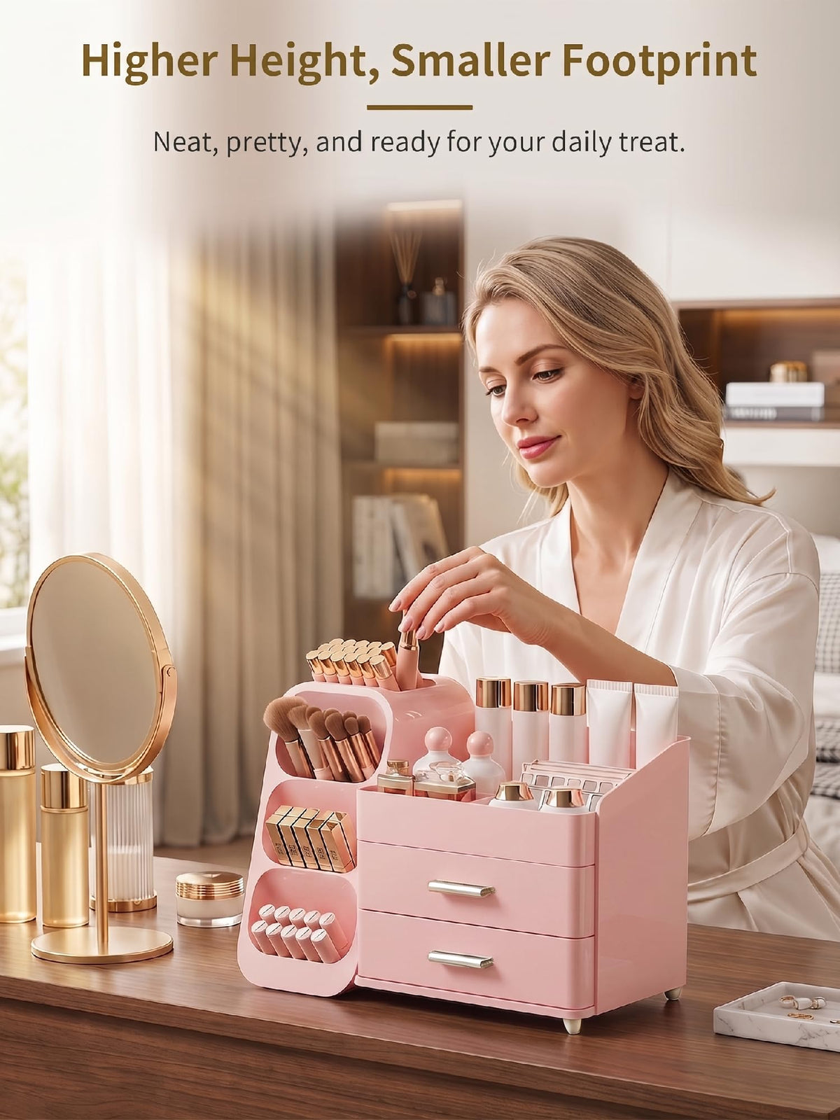 Booklov Large Makeup Organizer with drawers closed