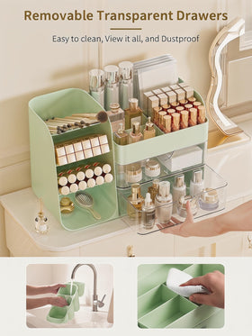 Booklov Small Makeup Organizer with skincare products