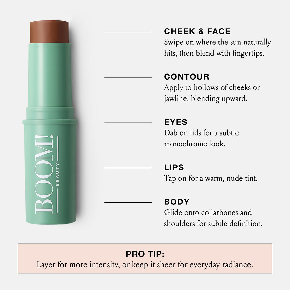 BOOM! Boomstick Bronze cream blush stick on eyelids