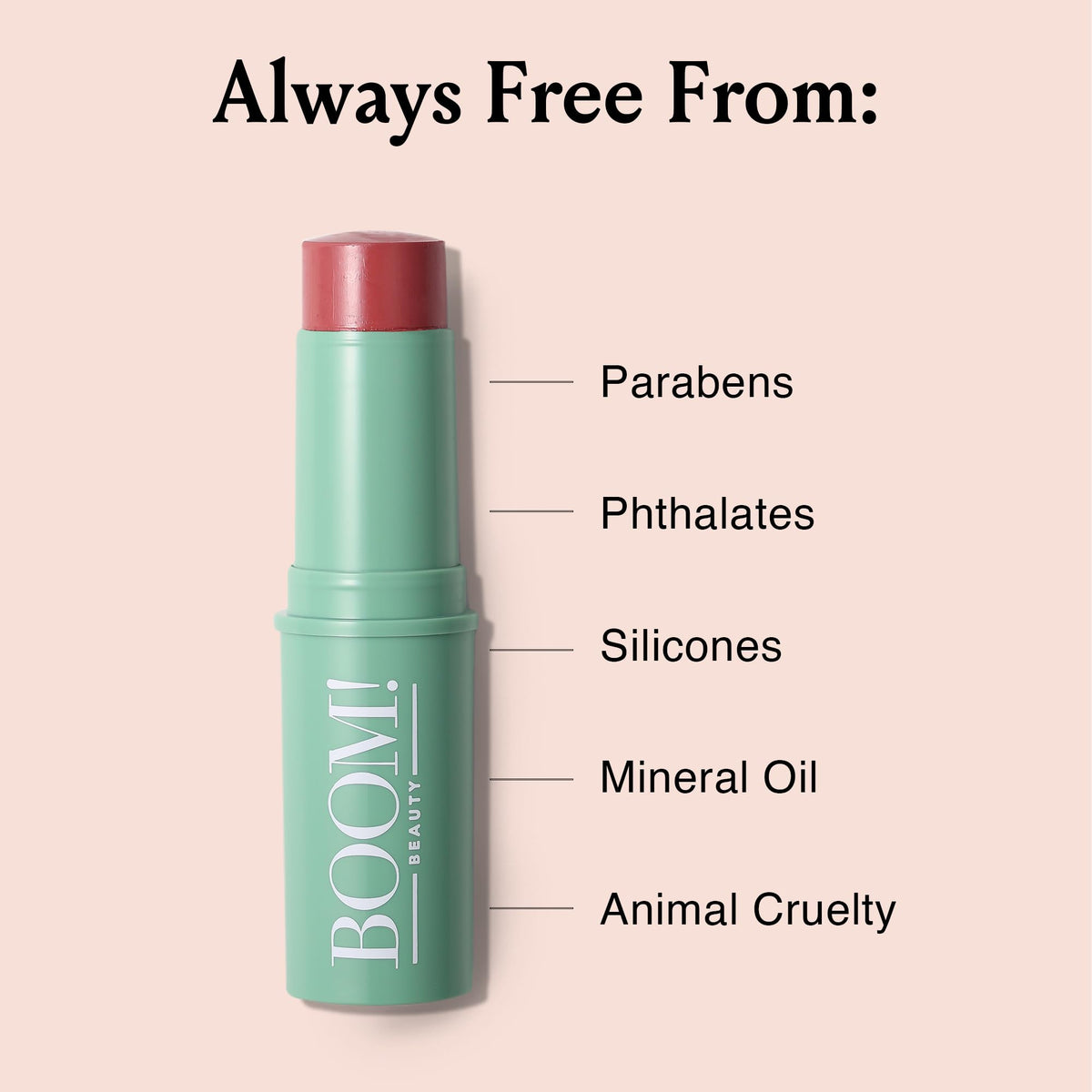 BOOM! by Cindy Joseph Boomstick Rose Nude® Cream Blush applied to lips