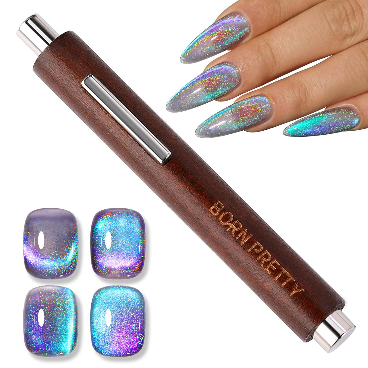 Born Pretty 3 in 1 Nail Magnet front view with three magnet types