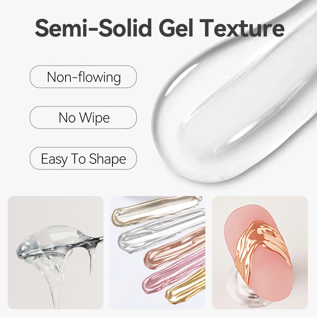 Born Pretty 3D Sculpting Gel application with chrome powder