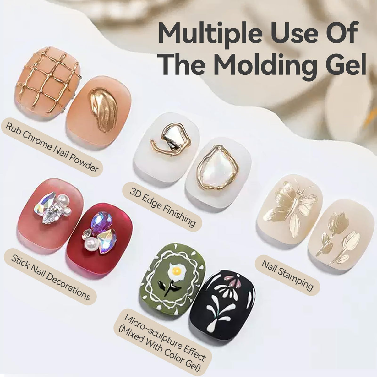 Born Pretty 3D Sculpting Gel showing texture on a nail
