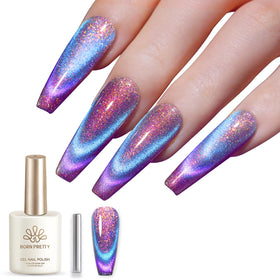 Born Pretty 9D Chameleon Cat Magnetic Gel Nail Polish blue purple bottle front view