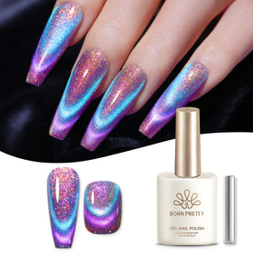 Born Pretty 9D Chameleon Cat Magnetic Gel Nail Polish in various lighting