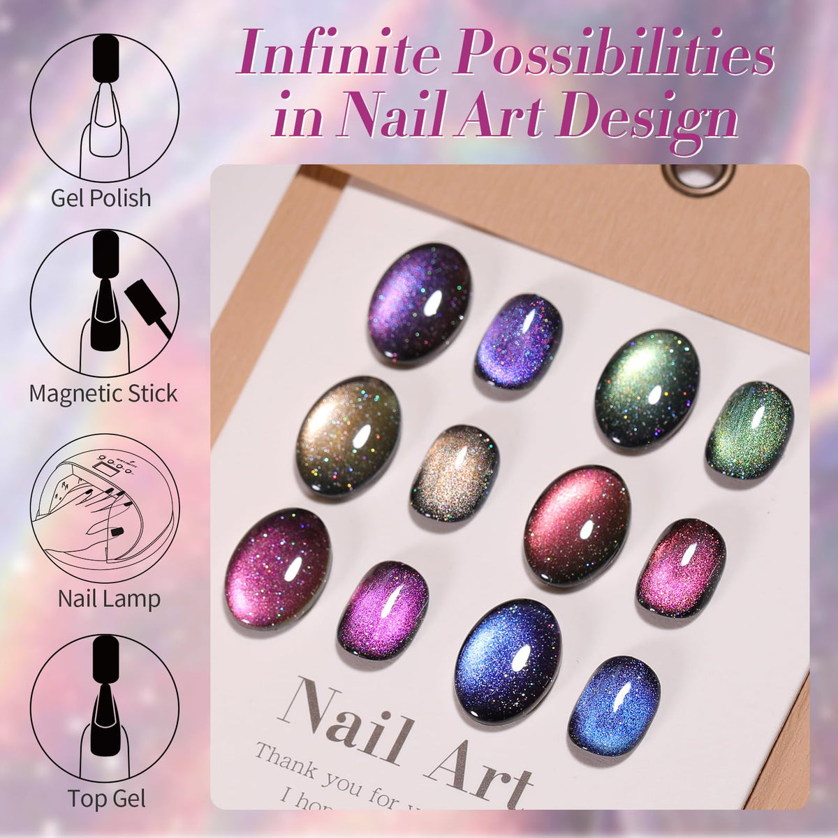 Born Pretty 9D Magnetic Gel Nail Polish applied on nails