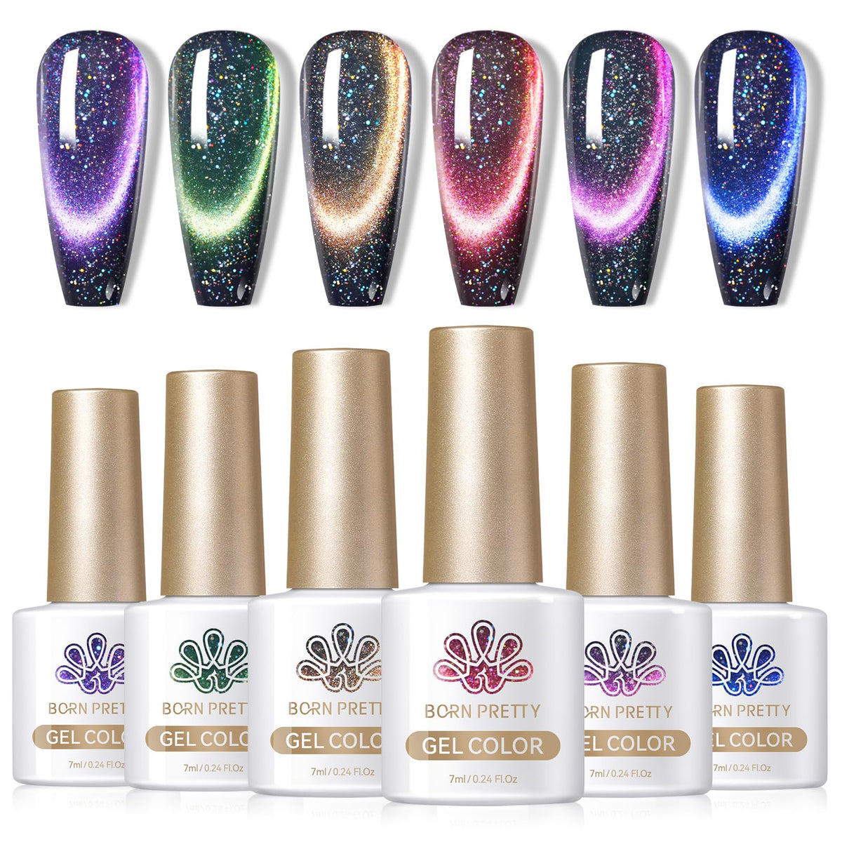 Born Pretty 9D Magnetic Gel Nail Polish Set 7ml front view