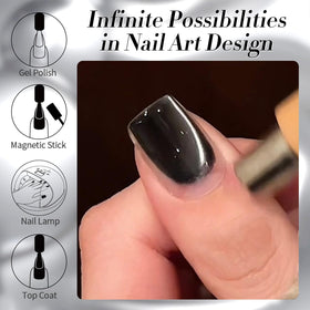 Born Pretty Black Cat Magnetic Eye Gel Nail Polish 15ML with glitter background