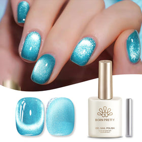Born Pretty Blue Cat Magnetic Eye Gel Nail Polish in use at manicure salon