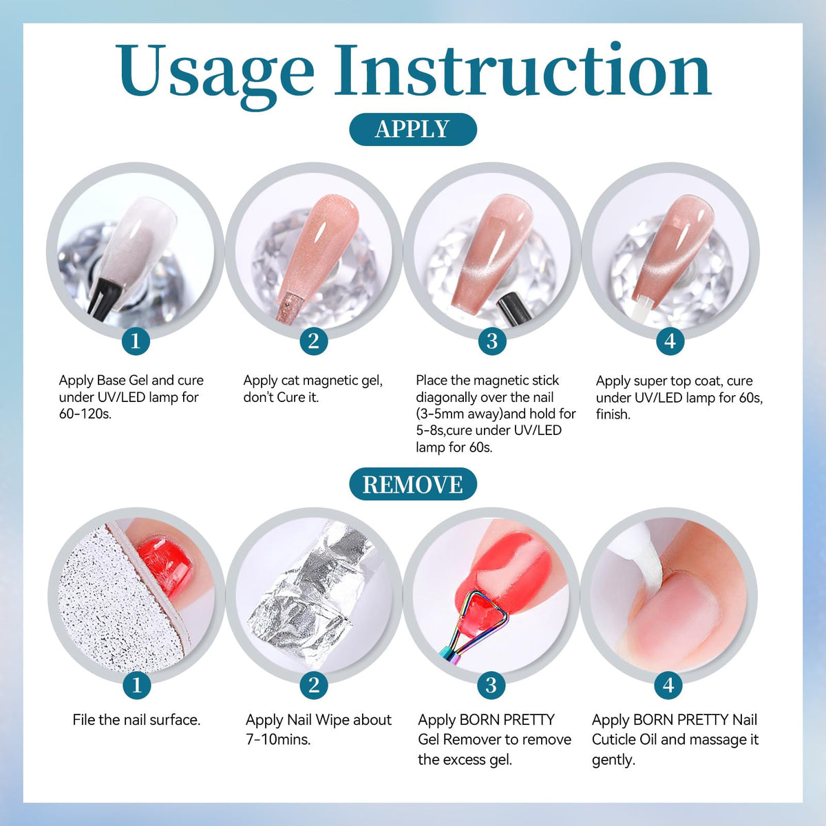 Born Pretty Blue Cat Magnetic Eye Gel Nail Polish packaging