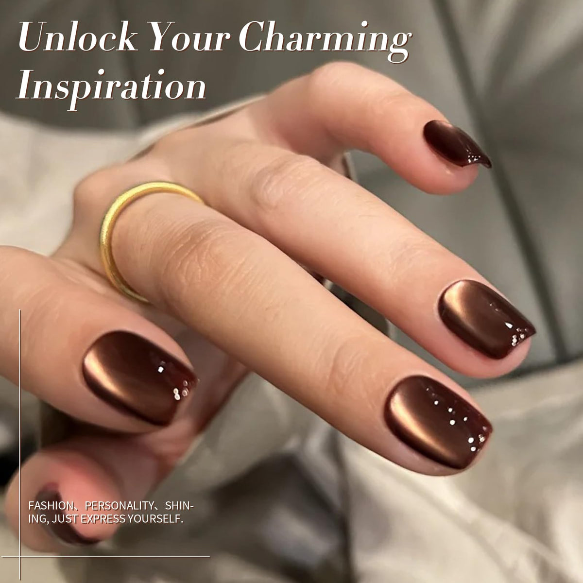 Born Pretty Brown Cat Magnetic Eye Gel Nail Polish application on nails