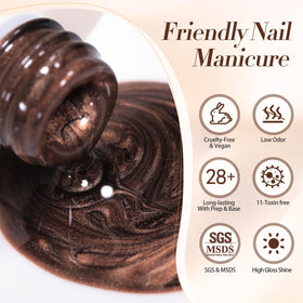 Born Pretty Brown Cat Magnetic Eye Gel Nail Polish on display with tools