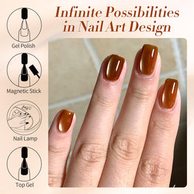Born Pretty Brown Moonlight Cat Magnetic Gel Nail Polish in use