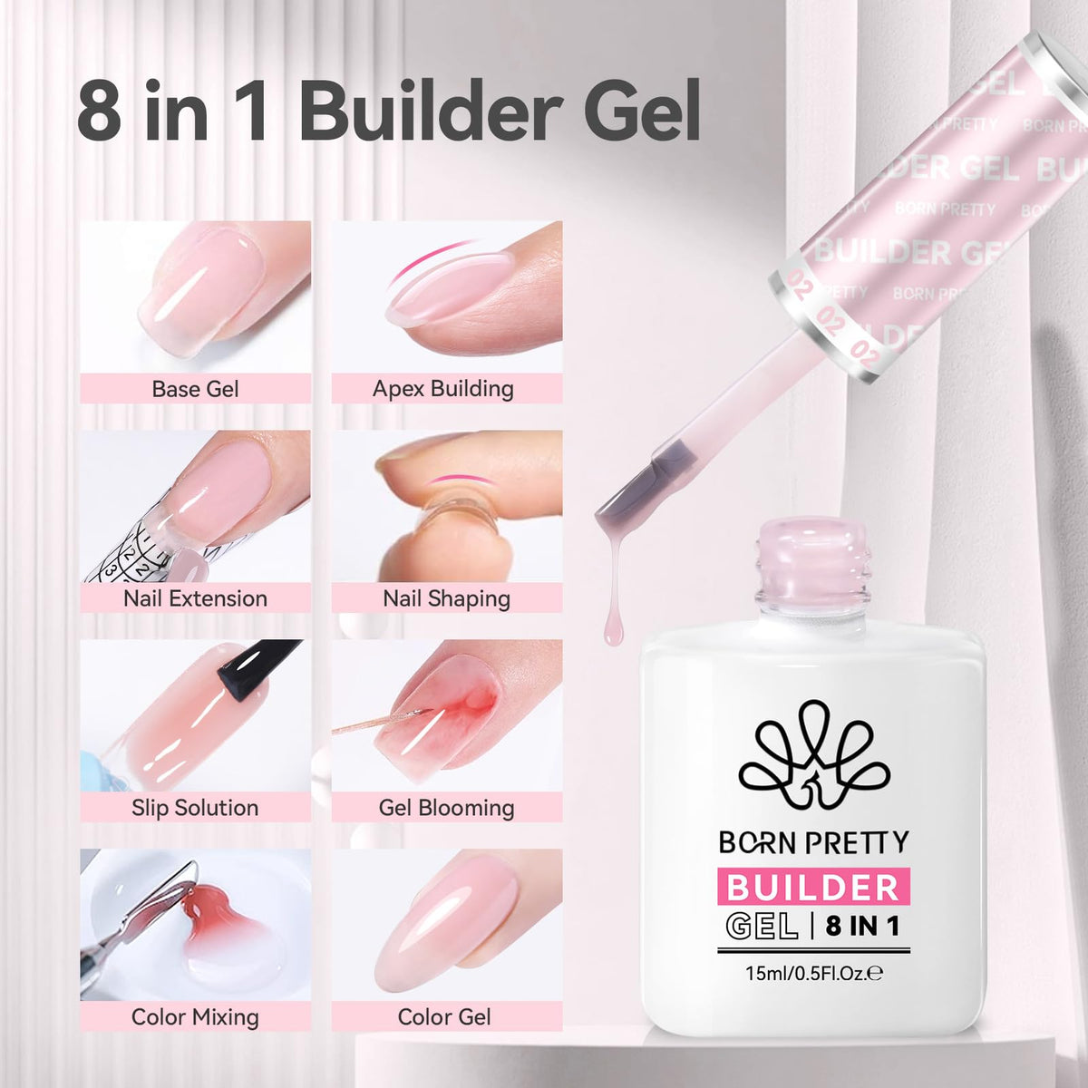 Born Pretty Builder Gel 15ml sheer pink packaging