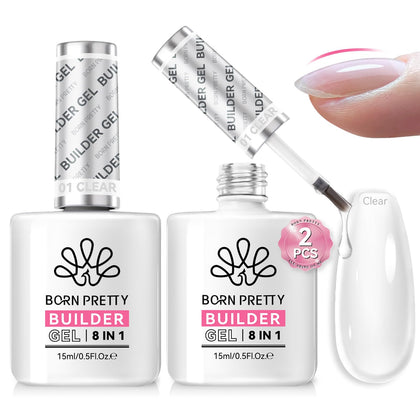 Born Pretty Builder Gel 8-in-1 15ml clear nail gel set front view