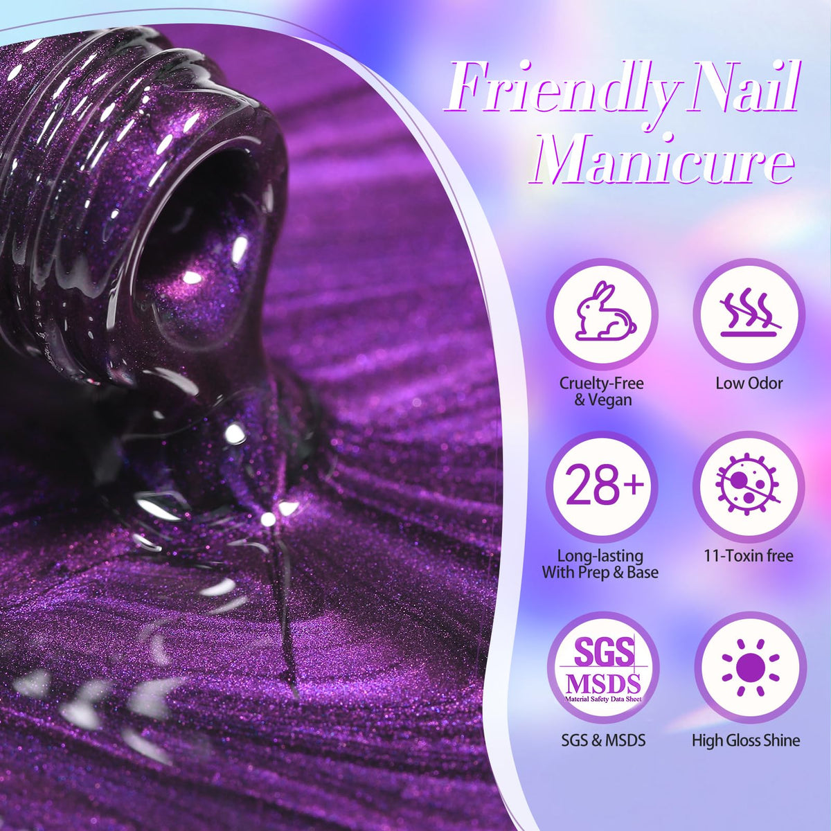 Born Pretty Cat Magnetic Eye Gel Nail Polish 15ml Blackish Purple on display