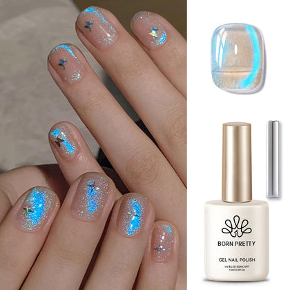 Born Pretty Cat Magnetic Eye Gel Nail Polish 15ml Blue Auroras front view