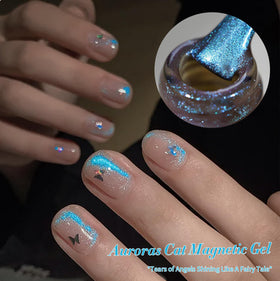 Born Pretty Cat Magnetic Eye Gel Nail Polish 15ml Blue Auroras in nail art setup