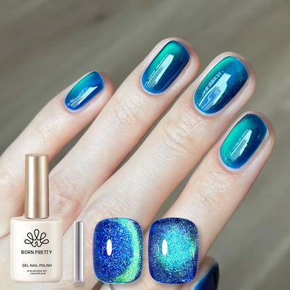 Born Pretty Cat Magnetic Eye Gel Nail Polish 15ml blue glitter front view