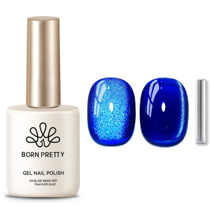 Born Pretty Cat Magnetic Eye Gel Nail Polish 15ml Blue Ore Glitter front view