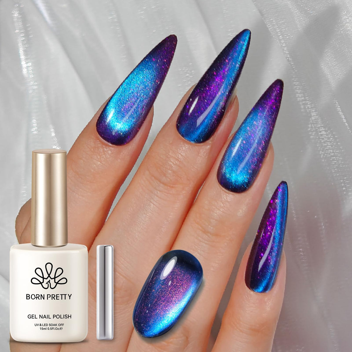 Born Pretty Cat Magnetic Eye Gel Nail Polish 15ml Night Purple front view