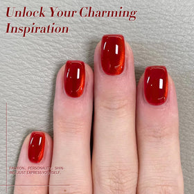 Born Pretty Cat Magnetic Eye Gel Nail Polish 15ml Red Jelly application on nails