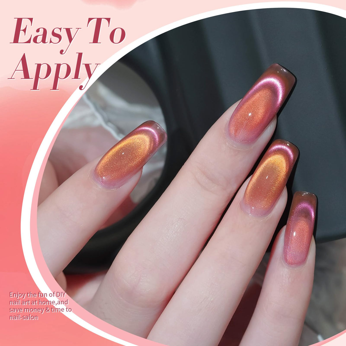 Born Pretty Cat Magnetic Eye Gel Nail Polish applied on acrylic nails