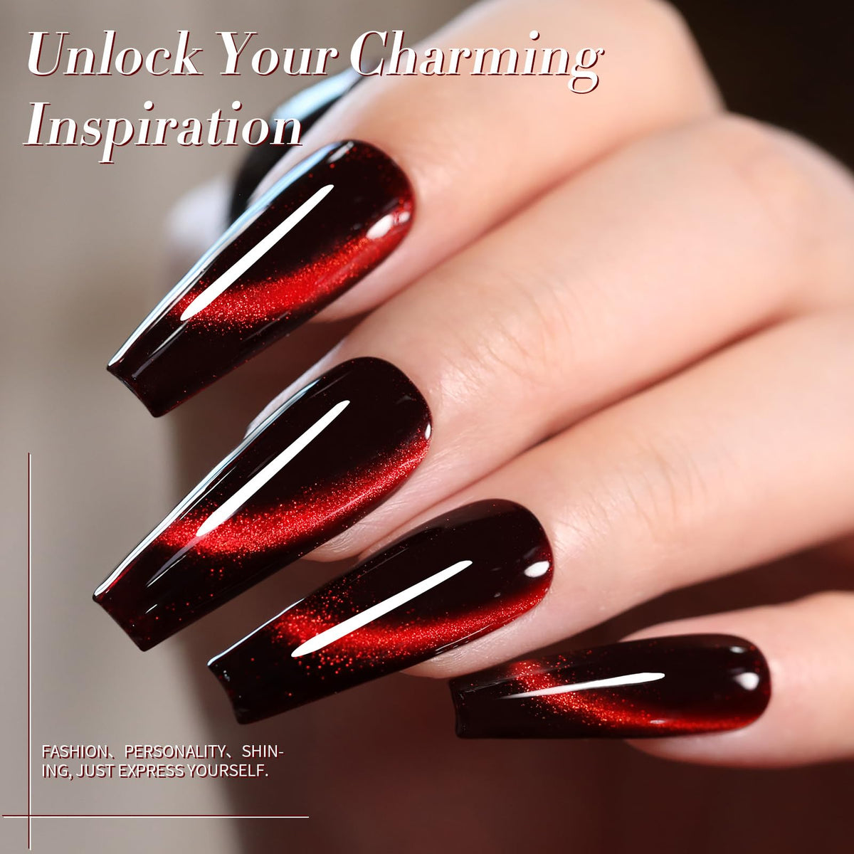 Born Pretty Cat Magnetic Eye Gel Nail Polish applied on nails