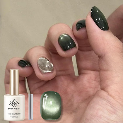Born Pretty Cat Magnetic Eye Gel Nail Polish Dark Emerald front view
