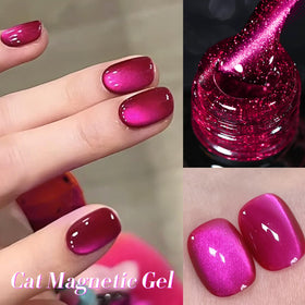 Born Pretty Cat Magnetic Eye Gel Nail Polish Dragon Fruit applied on nails