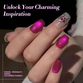 Born Pretty Cat Magnetic Eye Gel Nail Polish Dragon Fruit swatch on a nail