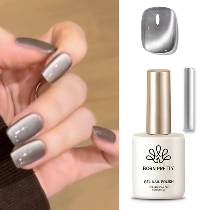 Born Pretty Cat Magnetic Eye Gel Nail Polish Gray Moonlight front view