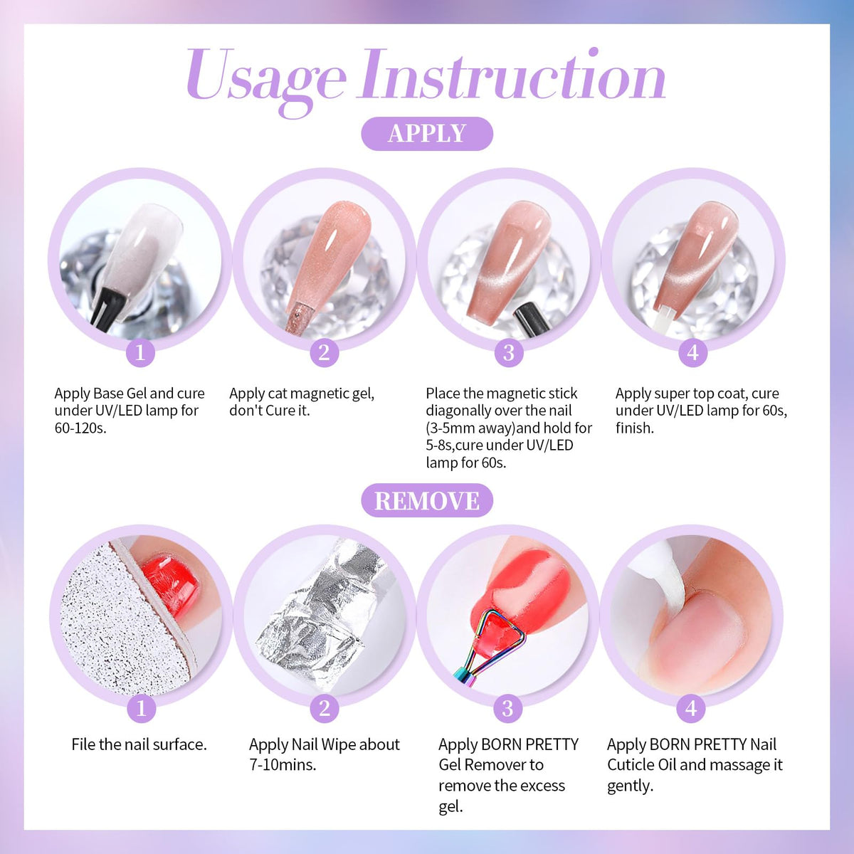 Born Pretty Cat Magnetic Eye Gel Nail Polish in use with top coat