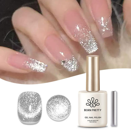 Born Pretty Cat Magnetic Eye Gel Nail Polish Silver Platinum front view