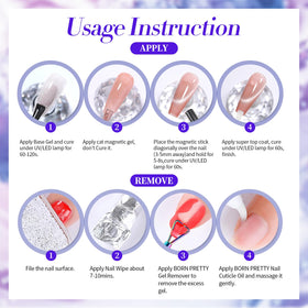 Born Pretty Cat Magnetic Eye Gel Nail Polish with base and top coat