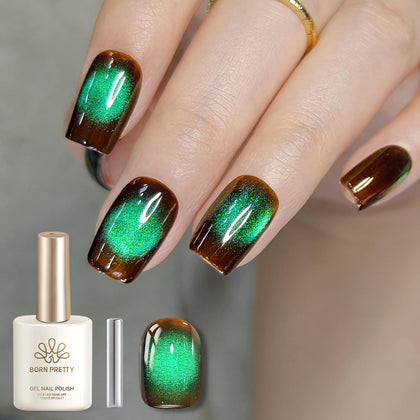 Born Pretty Cat Magnetic Eye Gel Polish 15ml brown green bottle front view