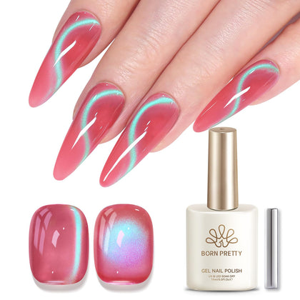 Born Pretty Cat Magnetic Eye Gel Polish 15ml pink green front view