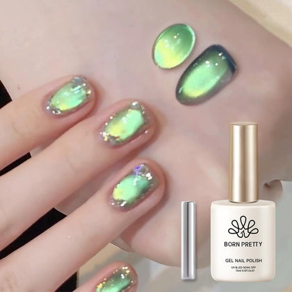 Born Pretty Cat Magnetic Gel Nail Polish 15ml green bottle front view