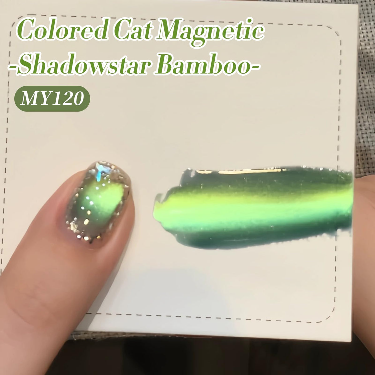 Born Pretty Cat Magnetic Gel Nail Polish 15ml green polish glossy finish close-up