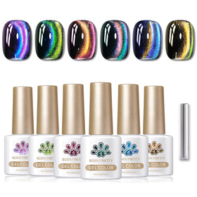 Born Pretty Cat Magnetic Gel Nail Polish Set with six bottles and magnetic stick