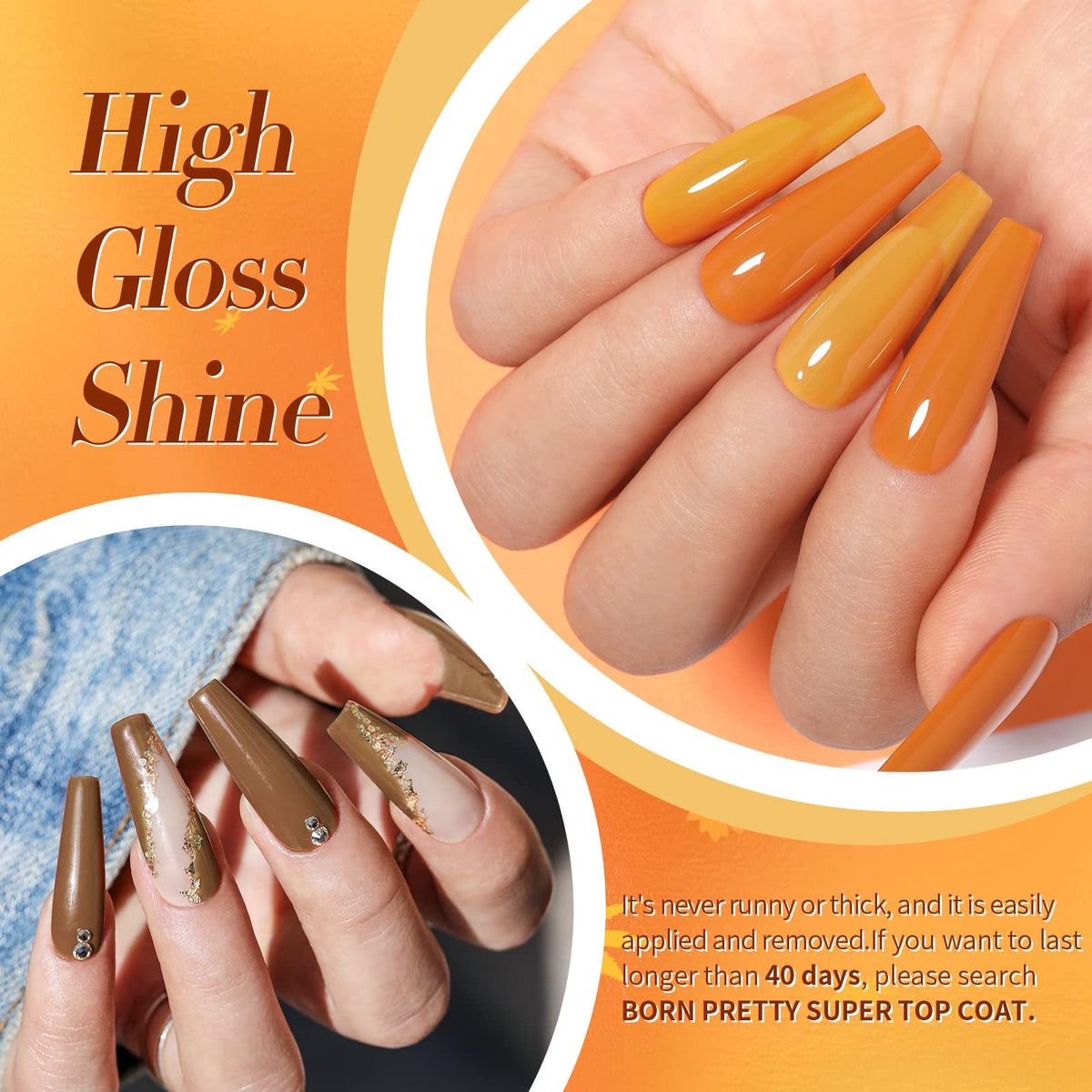 Born Pretty Gel Nail Polish in vibrant pumpkin red colour
