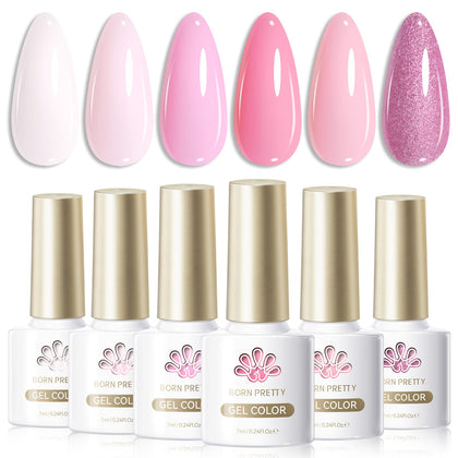 Born Pretty gel nail polish set 6 bottles 7ml in pink shades