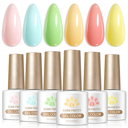 Born Pretty Gel Nail Polish Set 6 x 7ml in vibrant macaron colours