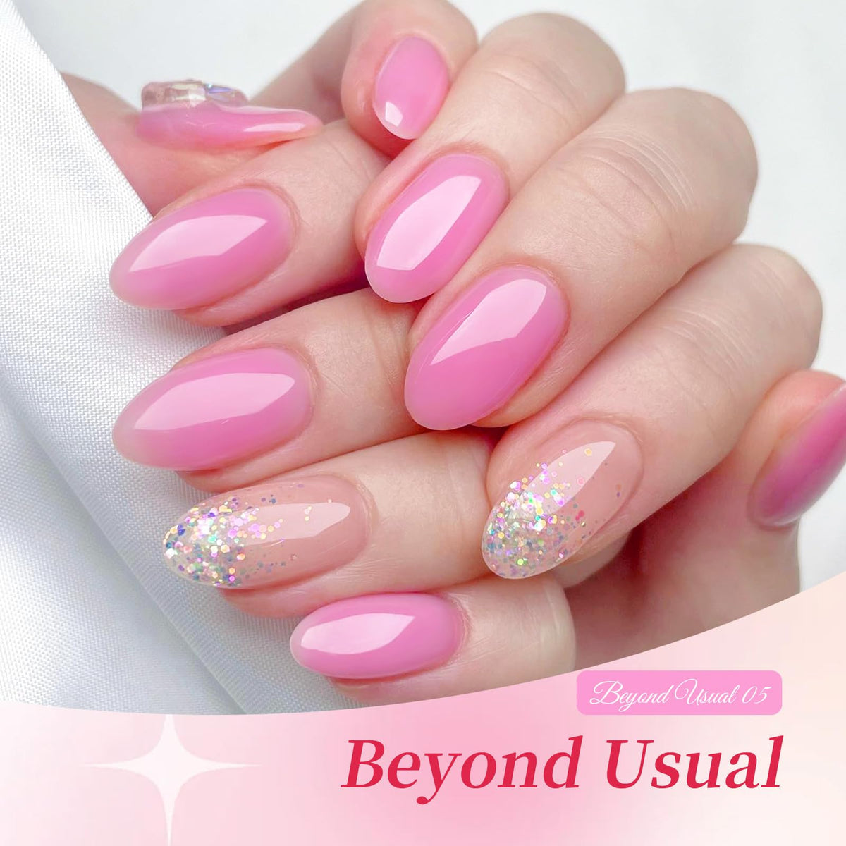 Born Pretty gel polish bottles arranged with floral background
