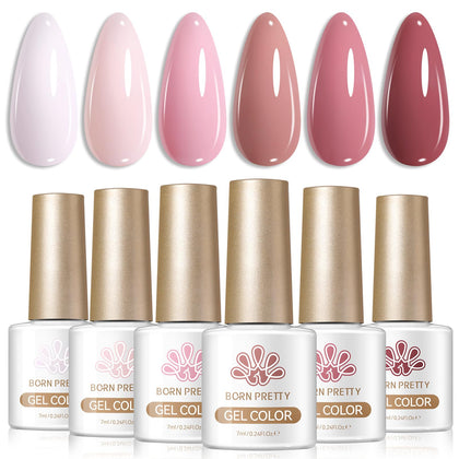 Born Pretty Gel Polish Set 6 Bottles 7ml Pastel Pink front view