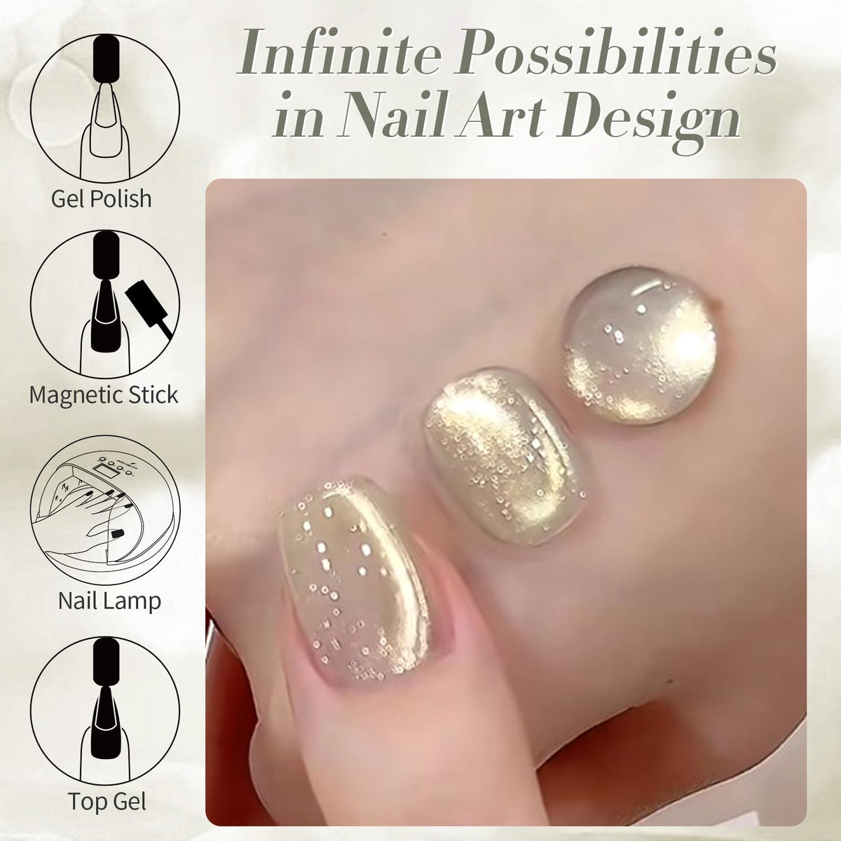 Born Pretty Gold Cat Magnetic Eye Gel Nail Polish application on nails