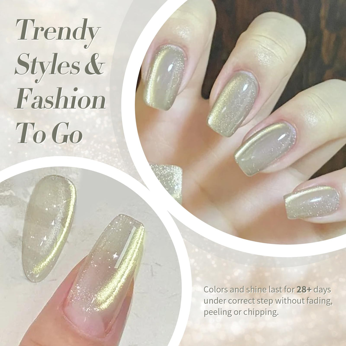 Born Pretty Gold Cat Magnetic Eye Gel Nail Polish with glitter effect