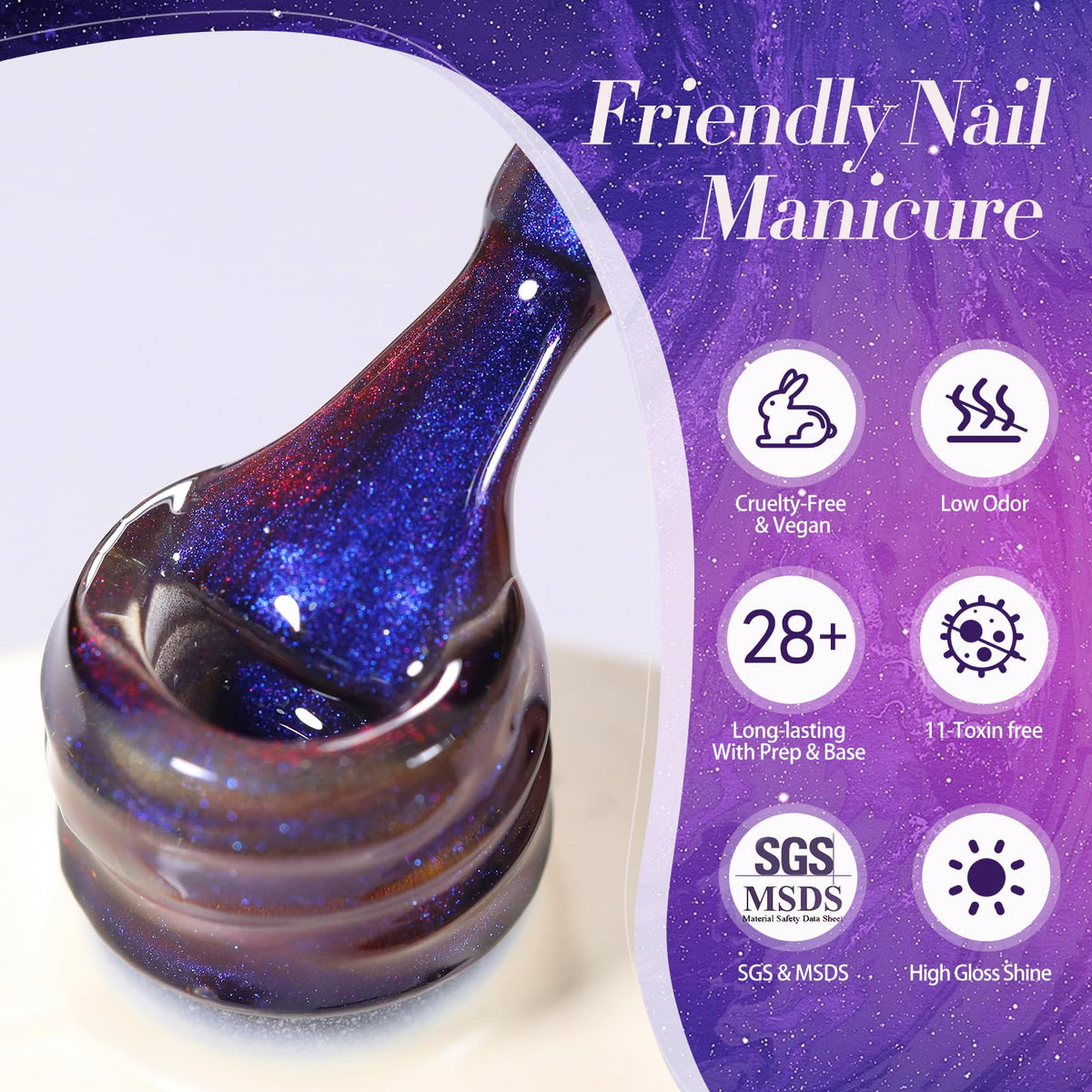 Born Pretty Heaven Purple Cat Magnetic Gel Nail Polish in a nail care setup